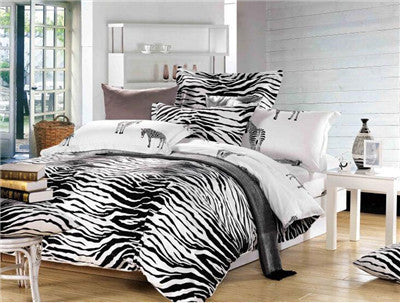 4pcs bedding set / classic simplicity black white zebra striped bed linen quilt Pure