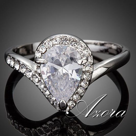 New Brand Design Clear Swiss Cubic Zirconia Water Drop Ring FREE SHIPPING!(Azora TR0129)