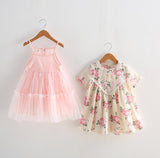 2016 Baby Girls Sweet Summer Dress Sets, Solid Mesh Sling Dresses Top 4 sets/lot, Wholesale, Free Shipping - Shopy Max
