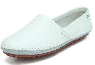 genuine leather shoes casual fashion moccasins female spring and autumn women's  flat single casual flat heel shoes lazy driving - Shopy Max