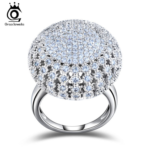 Charming Platinum Plated 218 Pieces 2mm Zircon Full Paved Round Shaped Vintage Ring Very Beautiful Ring OR48