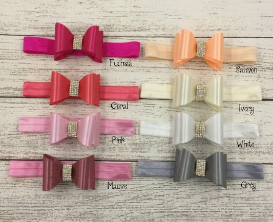 10pcs/lot 8colors Rhinestone Bow Headband Baby Headband Luxe Headband - Shopy Max
