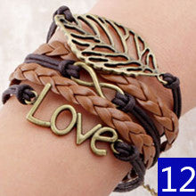 Hot Sale Fashion Vintage Bird Tree Owls Infinity Anchors Rudder Rope Bracelet Wrap Leather Bracelet Multilayer bracelets bangles