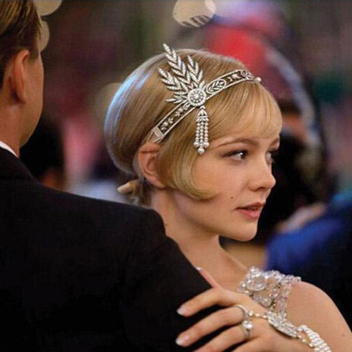 Big Promo Hot sale Wedding tiara The Great Gatsby DAISY Crystal Pearl Tassels Headband