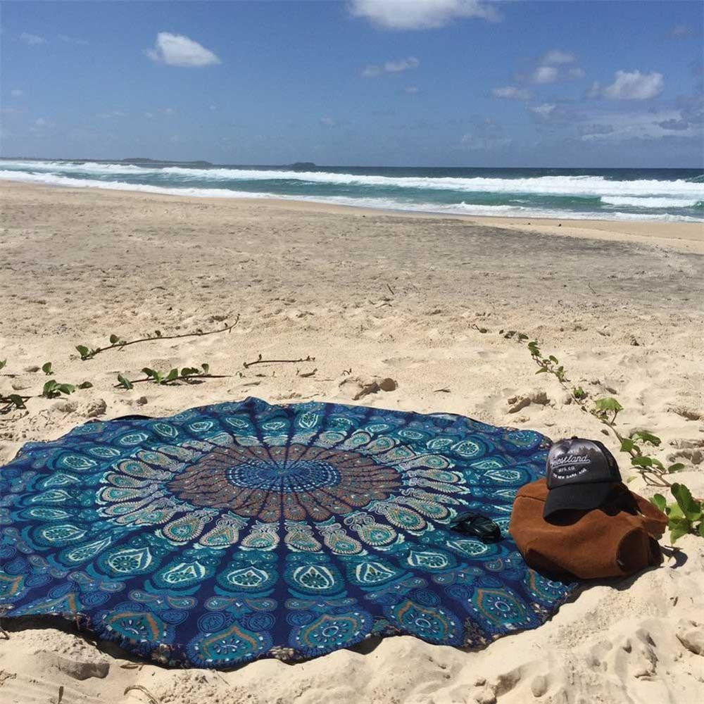 New Summer Large Shawl Chiffon 150cm Beach Towels Bohemian Style Printed Round