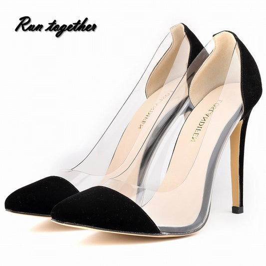 New fashion sexy women's pumps pointed toe Princess gril's high heeles shoes size 35-42 Transparent party wedding shoes - Shopy Max