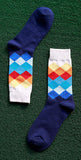 Mens Tide Brand Happy Socks Colorful Gradient Diamond Summer Style Combed Cotton Sox - Shopy Max