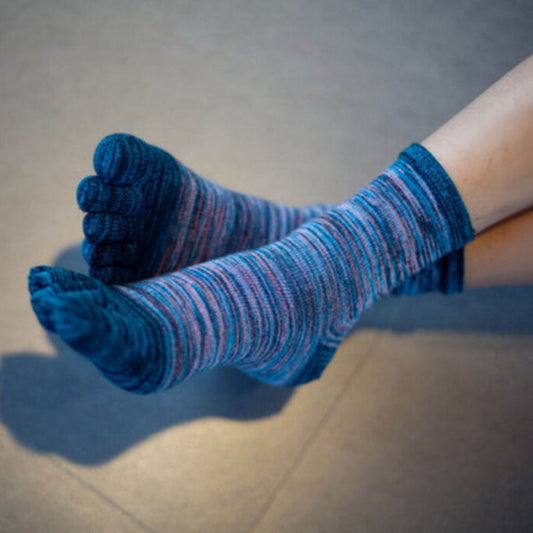 Socks for Men Women Retro Color Five Finger Toe Socks Soft Cotton Blend Casual