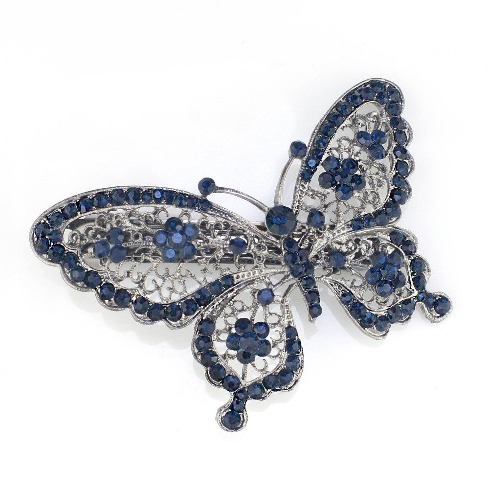 Amazing Butterfly Hairpin Blue Crystal Headwear Barrette Hair Clip Headwear - Shopy Max