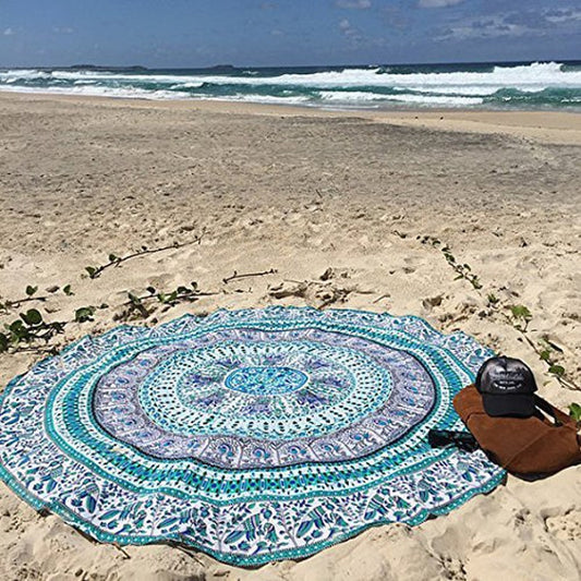 150cm Round Beach Towel Chiffon Printed Beach Round Bath Towels Summer Bohemia Circle Beach Shawl - Shopy Max