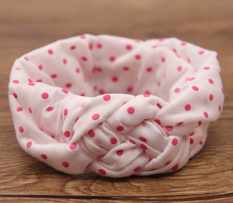 newborn baby girl cotton turbante fabric elastic hair band dots knot headwear turban
