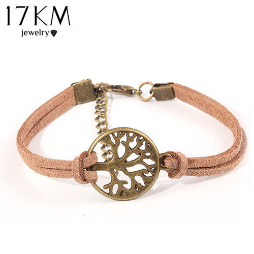 New hot sale 100% Fashion Vintage hand-woven Rope Chain Leather Bracelet Metal tree charm bracelets jewelry for women 2014 M16