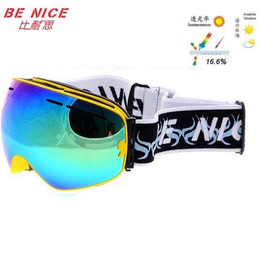 Sports brand snowboard goggles large lens anti fog big spherical Genuine winter motocross skiing glasses gafas esqui snow-3100 - Shopy Max