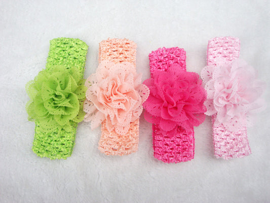 Promotion 10pcs/lot Chiffon Lace Flower Crochet Headband Baby Girls Dress - Shopy Max