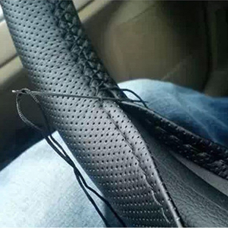 Car Steering Wheel Cover With Needles and Thread Genuine Artificial leather