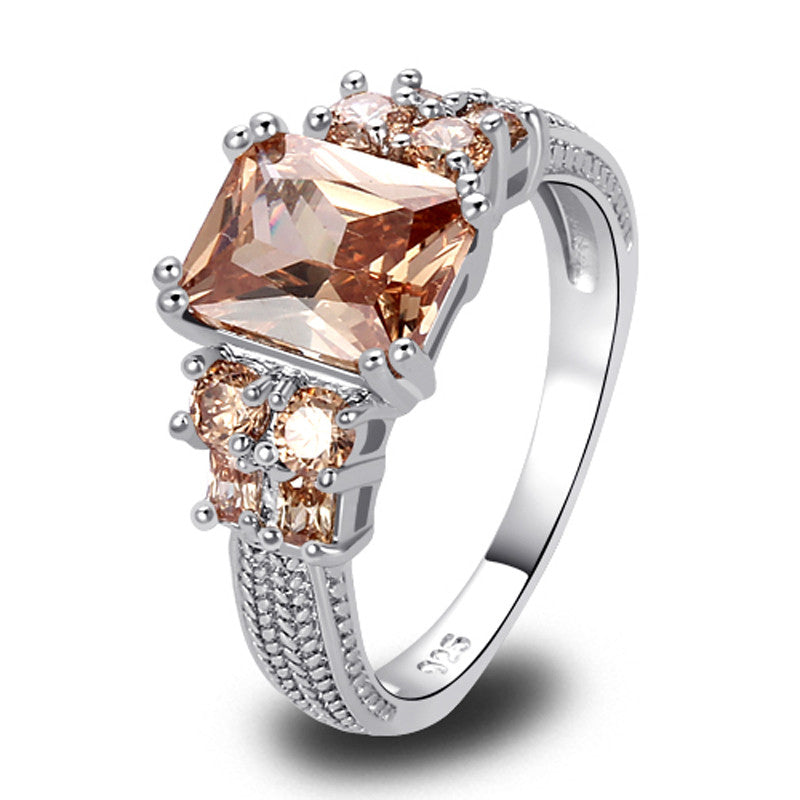 Wholesale Saucy Exalted Emerald Cut Morganite 925 Silver Ring Size 10 New Fashion Jewelry  Gift  For Women