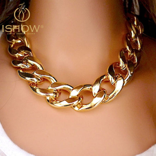 Gold&Silver Tones Plated CCB Chain Necklaces - Shopy Max