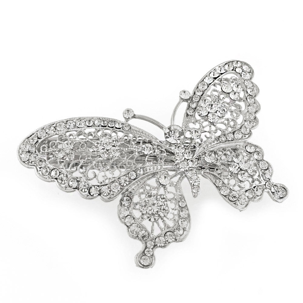 Amazing Butterfly Hairpin Blue Crystal Headwear Barrette Hair Clip Headwear - Shopy Max