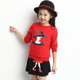 2016 Spring New Arrival Big Girls Clothing Set 2pcs Long Sleeve Sweater+ Skirt Suits  Kids Cotton Clothes Set 3-11 Years KF067