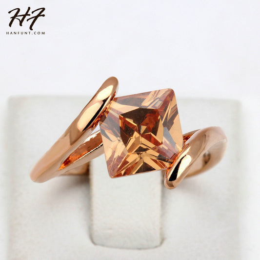 Top Quality Square Orangle Crystal 18K Rose Gold - Shopy Max
