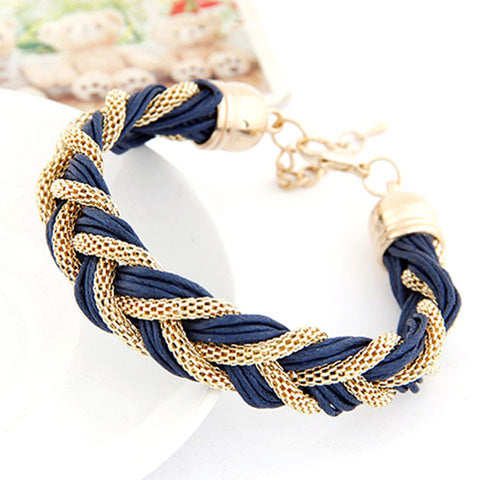 3 kinds of color 2014 new metal winding bracelet with a rope #1806