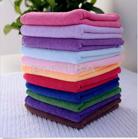 10PCS Square Soft Fiber Cotton Hair Dry Drying Towel Quick Dry Dryer Bath House Face Hand Car Clean Cloth Towel 24.5cmX 23.5cm - Shopy Max