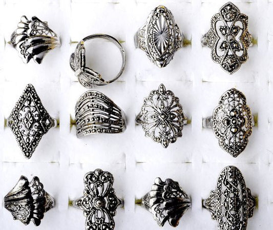 Wholesale lots 20Pcs Mix style Elegant Alloy Rings Vintage Rings for women Cheap Rings Jewelry
