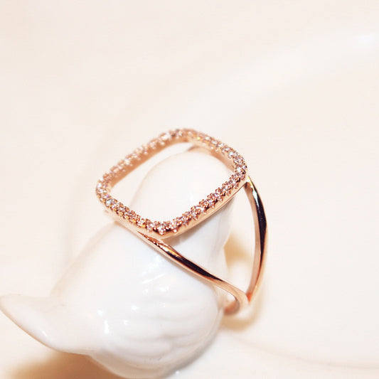 Fine jewelry adjustable rose gold ring fashion delicate luxury rhinestone rings for women bijoux female gifts