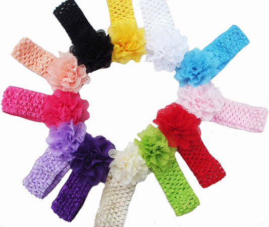 Promotion 10pcs/lot lace Chiffon hollow out Flower Crochet Headband Baby Girls - Shopy Max