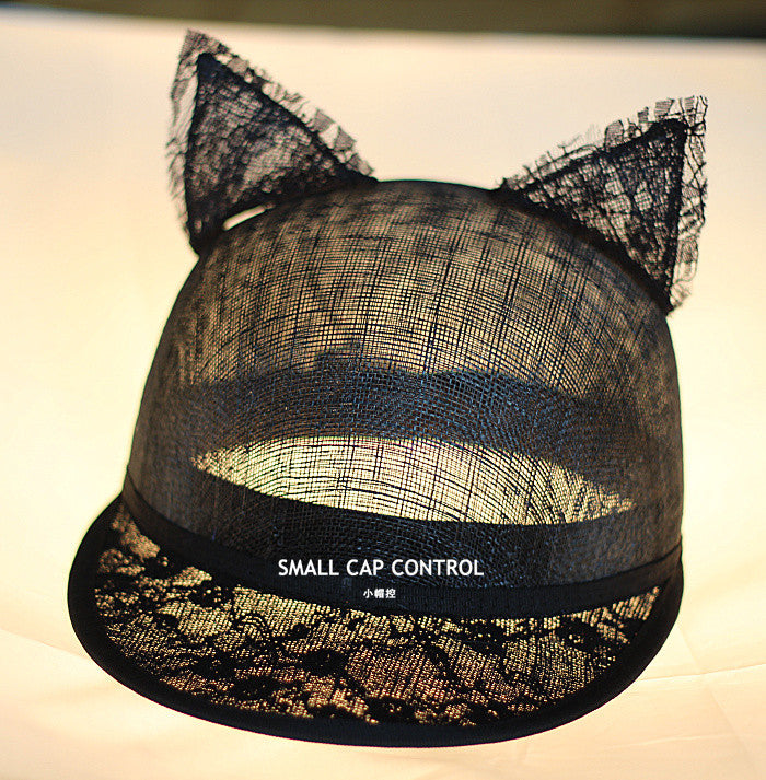 Novelty Summer Devil Haircord Baseball Caps For Women Straw linen Hat Ear Women's Flat - Shopy Max