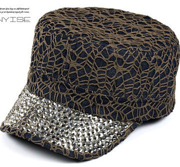 New Fashion sport caps snapback outdoors women's sun hat active summer lace and crystal stones decorated - Shopy Max