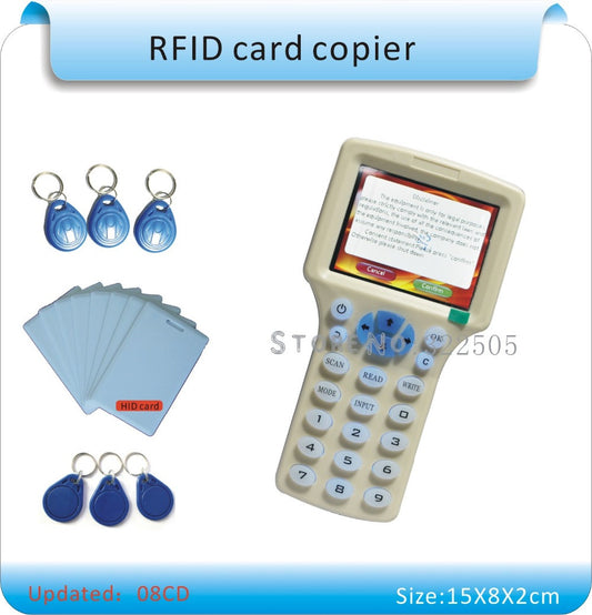 Updated version English 10 frequency  RFID  Copier ID/IC Reader Writer /copy  M1 13.56MHZ Sector0  encrypted +30pcs 3kinds tags