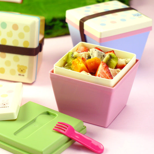 New arrival cartoon child bento boxes lunch box portable double layer fruit