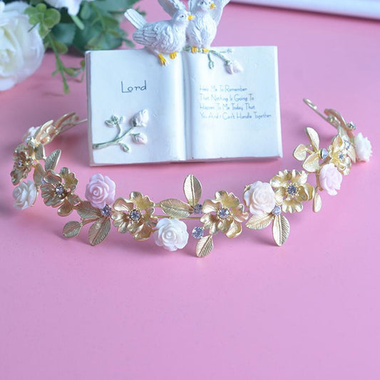 New Coming Bride Headdress Retro Hair Jewelry Gold Plated