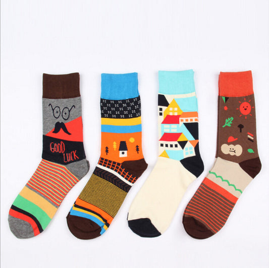 6 styles quality combed cotton autumn winter creative tide colorful countryside - Shopy Max