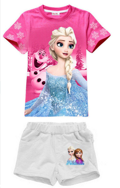 Girl Summer Clothing Sets Girl's Short sleeve T Shirt+Short Pants Girls Suits - Shopy Max