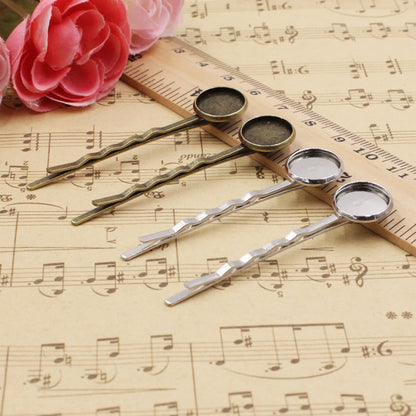12mm Inner Size Metal Hairpins Blank Cabochon Hairpins Hair Snap - Shopy Max