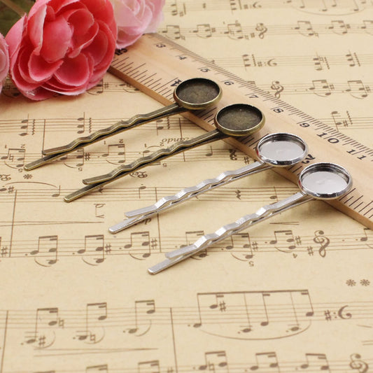 12mm Inner Size Metal Hairpins Blank Cabochon Hairpins Hair Snap - Shopy Max