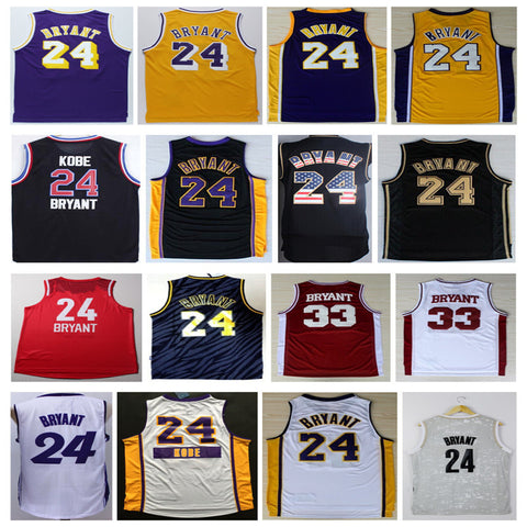 Kobe Bryant 24 Basketball Jersey,Stitched Mens New Rev 30 Kobe Bryant Jersey Black Purple White Gray Yellow Jersey Size:S-XXXL