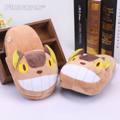 Anime Cartoon Totoro Cat Buss Fairydust Plush Shoes Home House Winter Slippers for Children Women Men Kids Slippers ANSE039