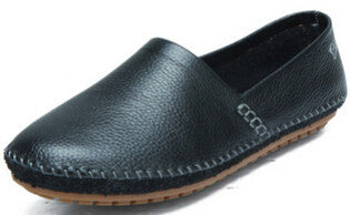 genuine leather shoes casual fashion moccasins female spring and autumn women's  flat single casual flat heel shoes lazy driving - Shopy Max