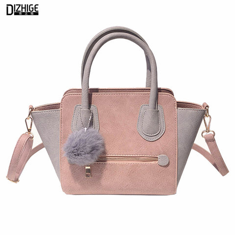 2016 Spring Smiley PU Leather Tote Bag Women Trapeze Fashion Designer Handbags