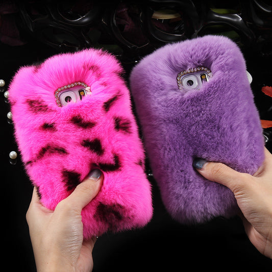 For Samsung S6 Soft Rabbit Fur Winter Phone Case For Samsung Galaxy S6 Cute Women Girl Lady Back Cover Ultra Slim Accessories