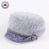 Snapback Caps Gorras Snapback Women Winter Warm Hat Thickening Double Rabbit Hair Button Earmuffs Knitted Visors Beret [gen-320]