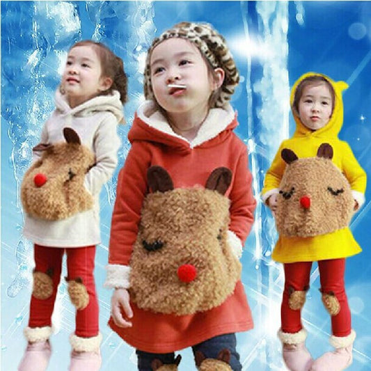 New 2014 Fashion Winter Children's Clothing sets Autumn Girls Child Thickening Fleece Sweatshirt
