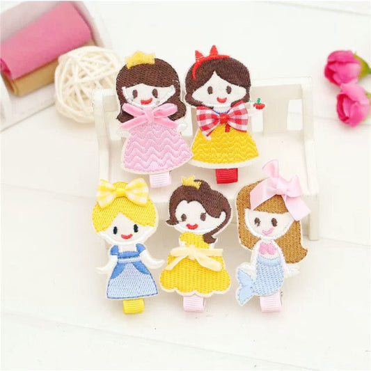 Princess embroidery children kids baby girls hair accessories clip hairpins barrettes - Shopy Max