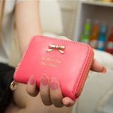 Women Fashion Mini Faux Leather Purse Zip Around Wallet Card Holders Handbag