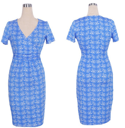 Hot Sales 2016 Women Summer Elegant Dress V-neck Short Sleeve Work Office Party Slim Casual