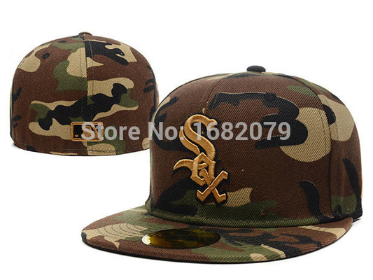 Men's Chicago White Sox sport team fitted cap woodland camo full closed design baseball hat