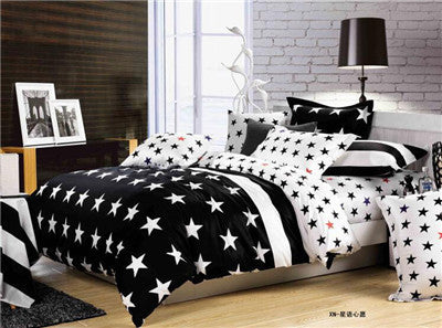 4pcs bedding set / classic simplicity black white zebra striped bed linen quilt Pure